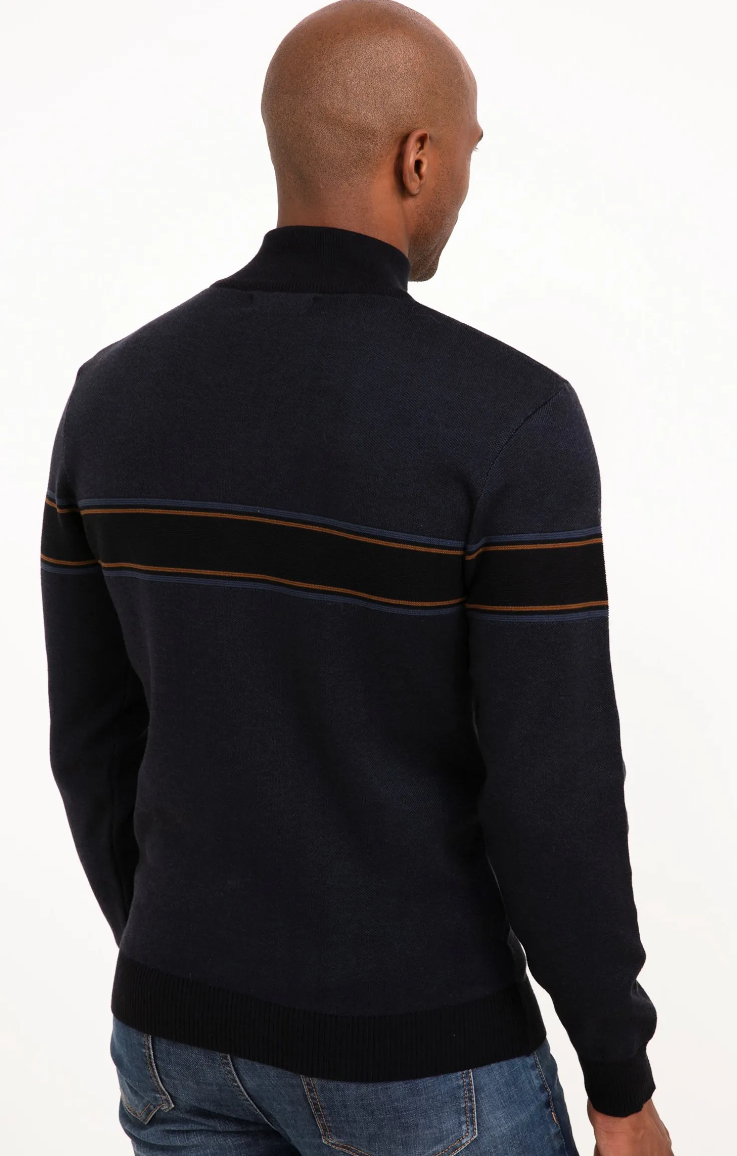 Pull col montant rayé -