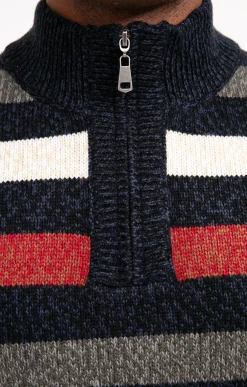 Pull col montant rayé all over -