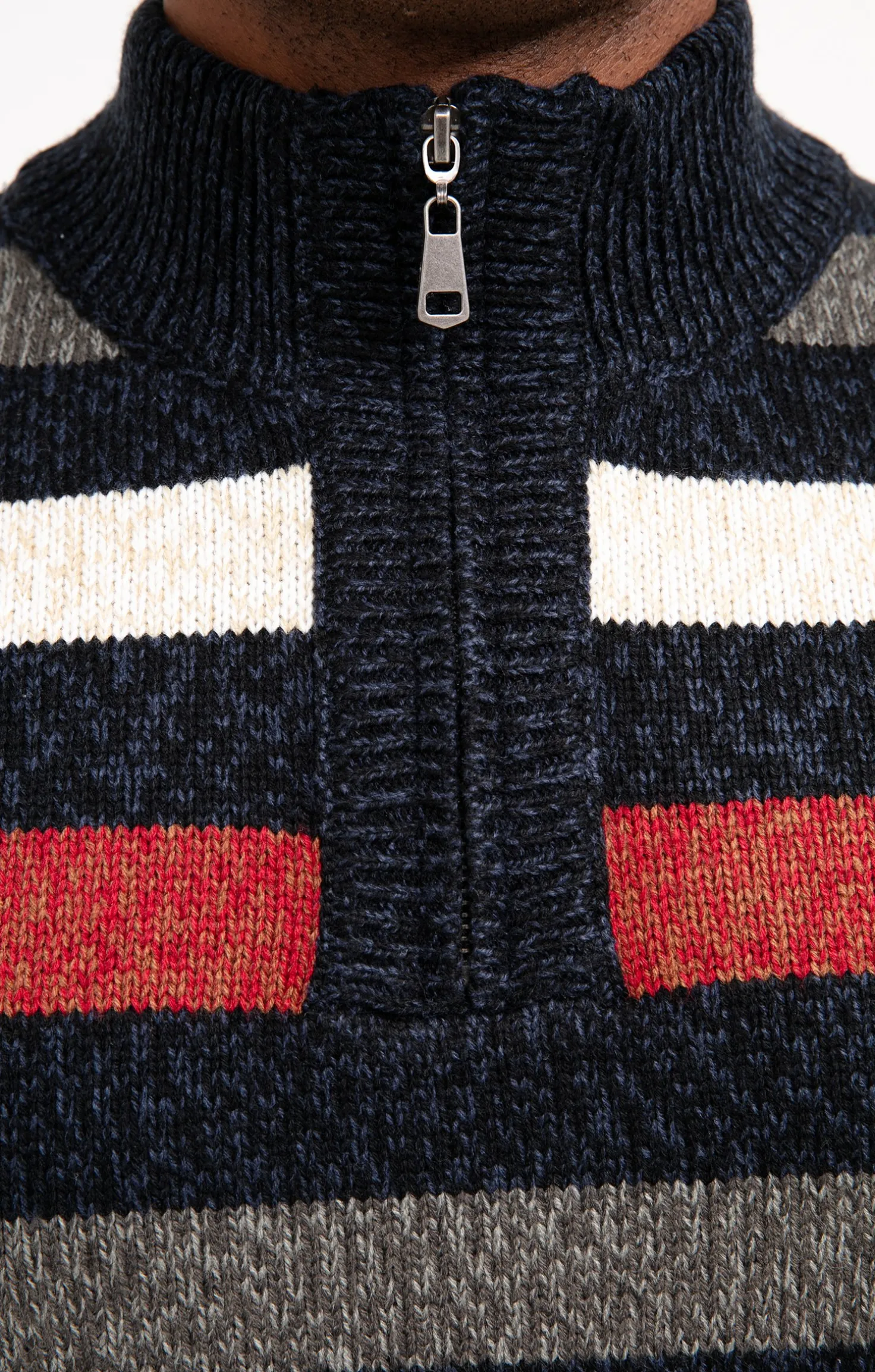 Pull col montant rayé all over -