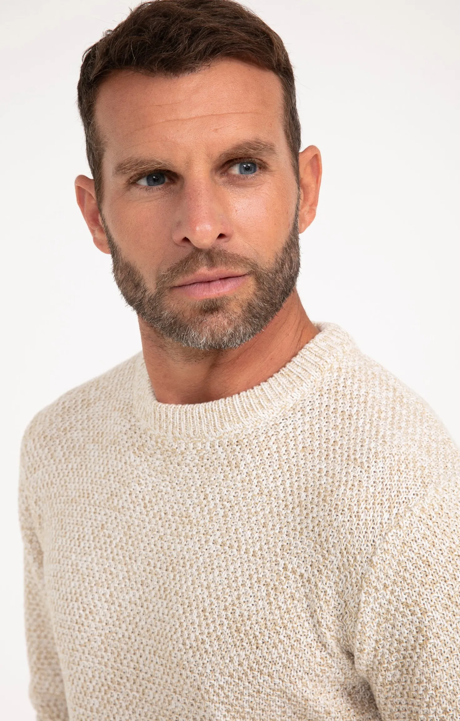 Pull col rond ecru -
