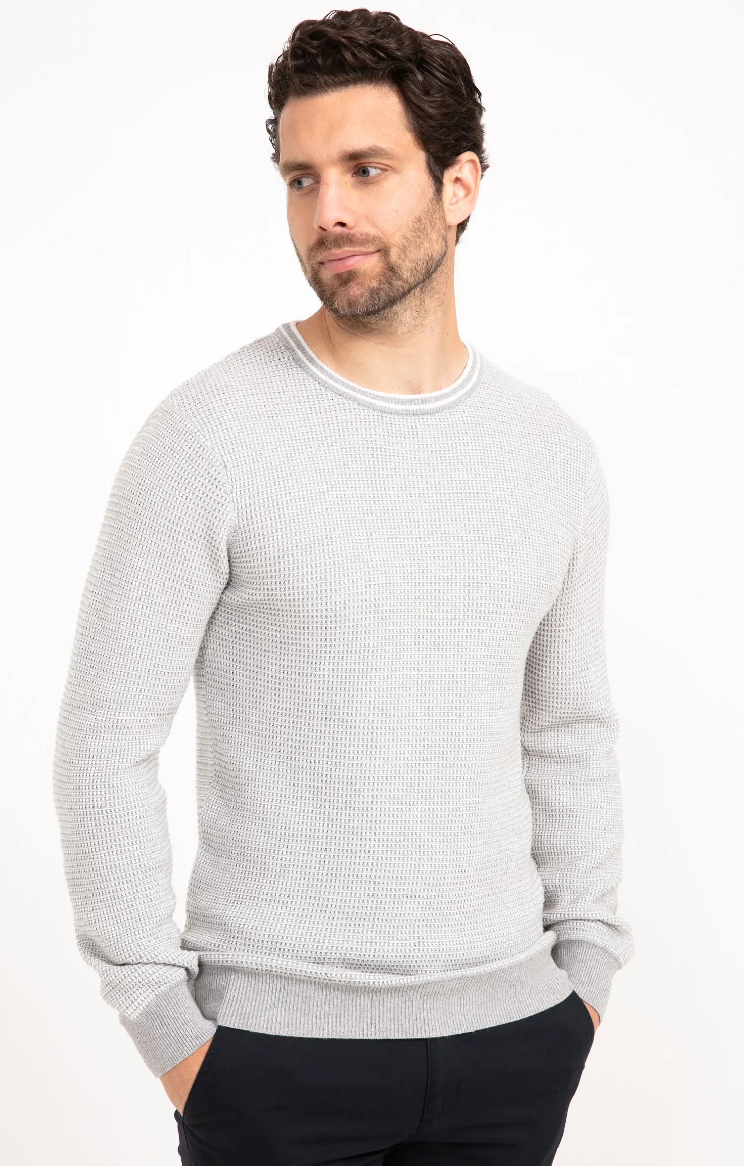 Pull col rond gaufré -