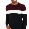 Pull col rond rayé -