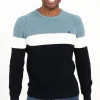 Pull col rond rayé -