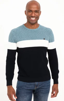Pull col rond rayé -