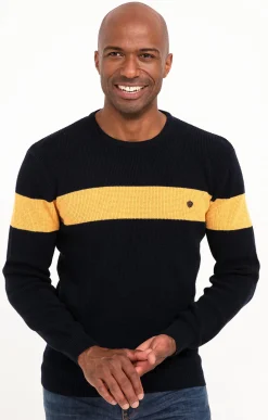 Pull col rond rayé -