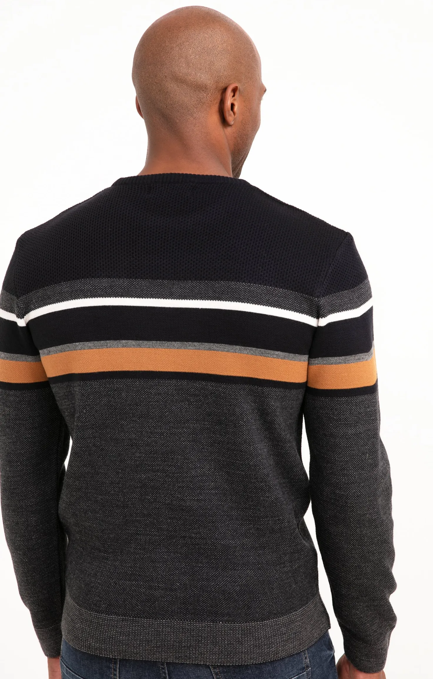 Pull col rond rayé -