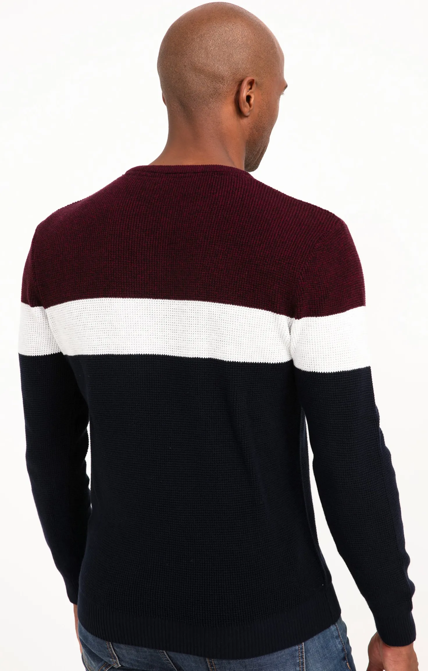 Pull col rond rayé -