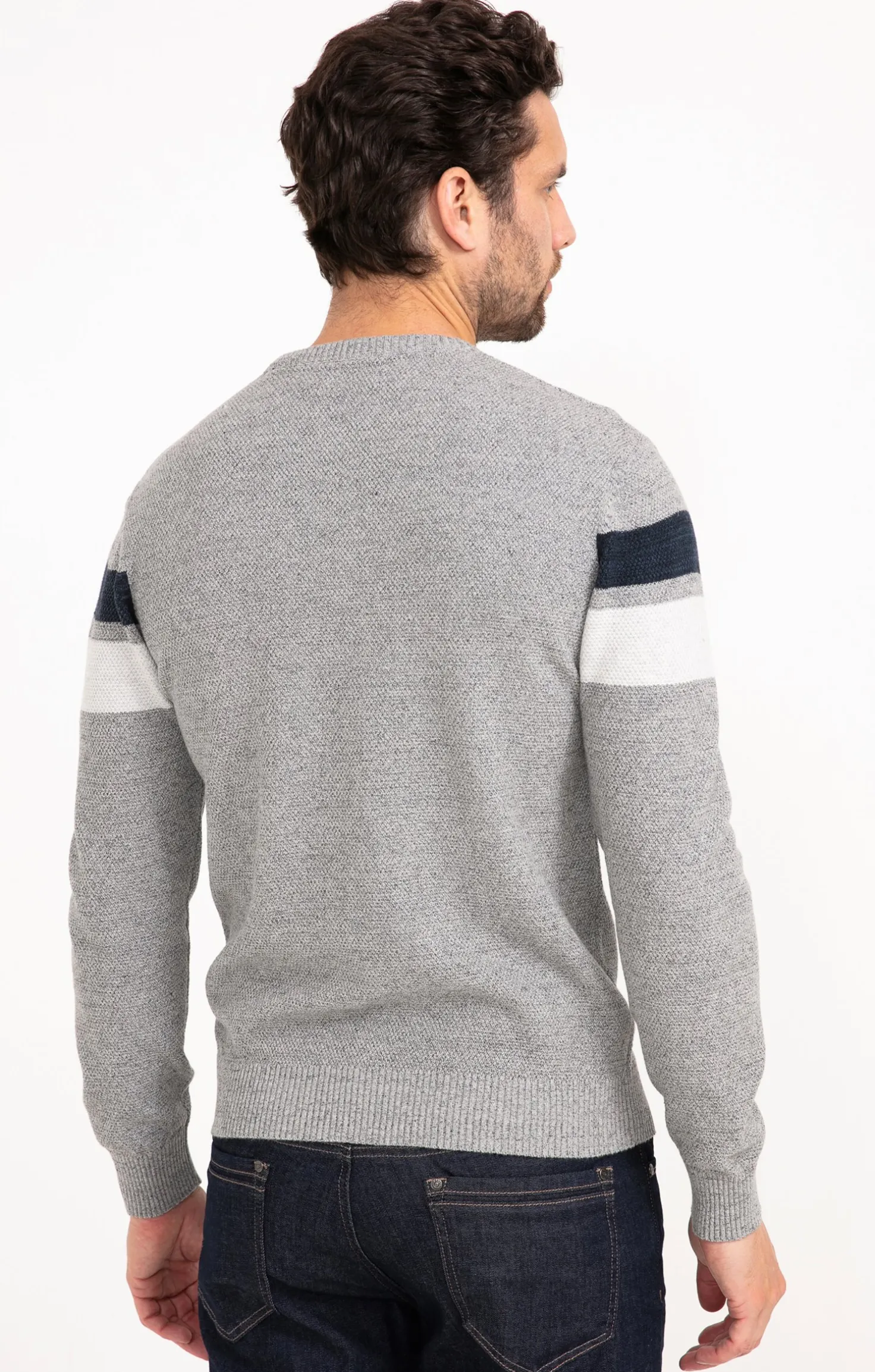 Pull col rond rayé -
