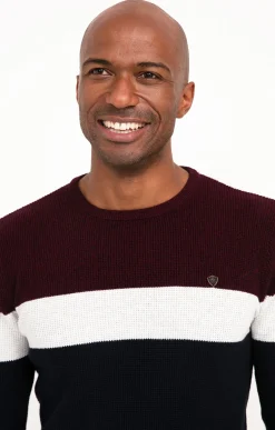 Pull col rond rayé -