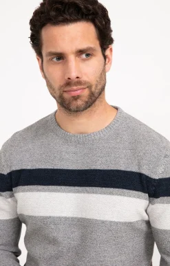 Pull col rond rayé -
