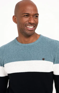 Pull col rond rayé -