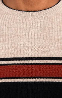 Pull col rond rayé -