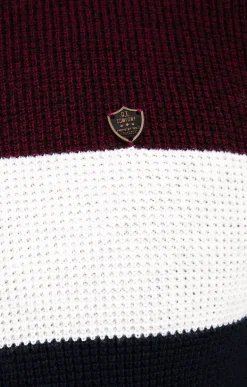 Pull col rond rayé -