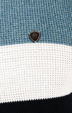 Pull col rond rayé -