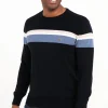 Pull col rond rayure placée -