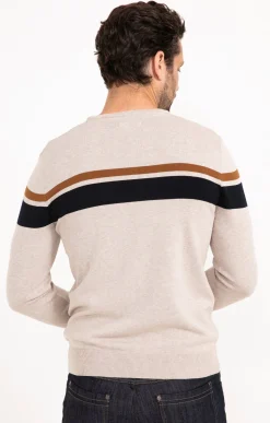 Pull col rond rayure placée -