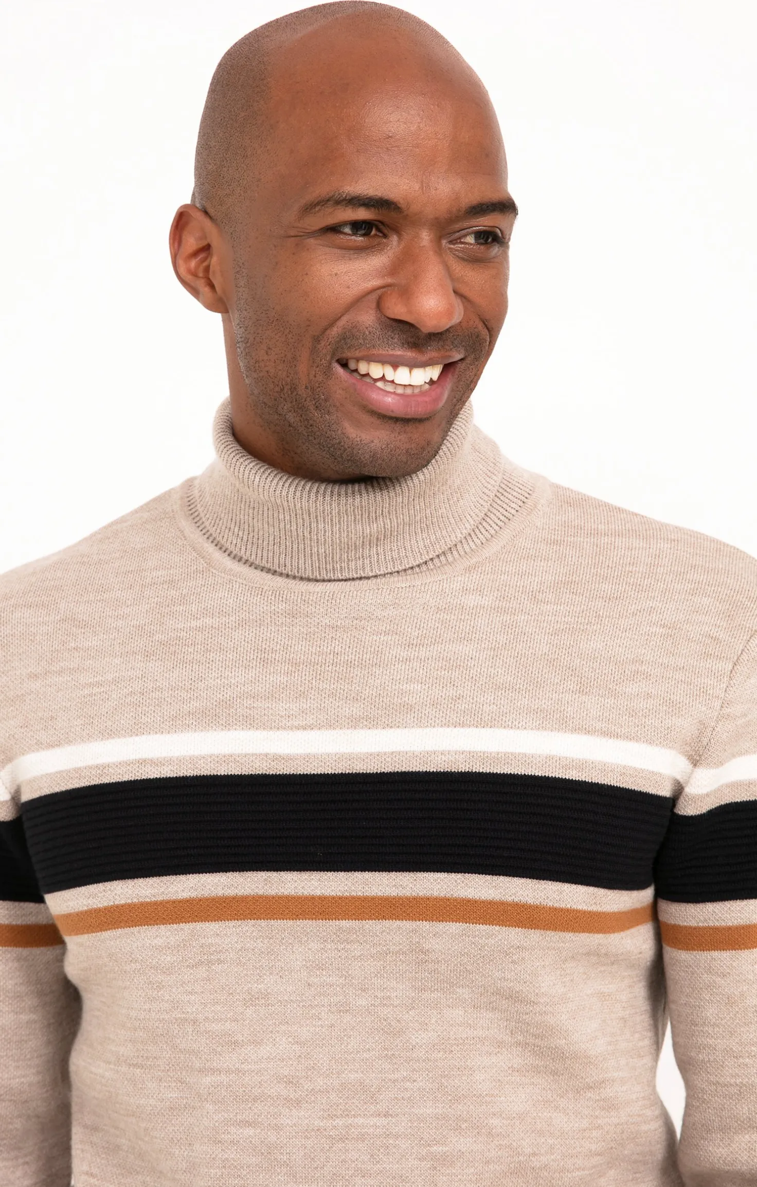 Pull col roulé rayé -