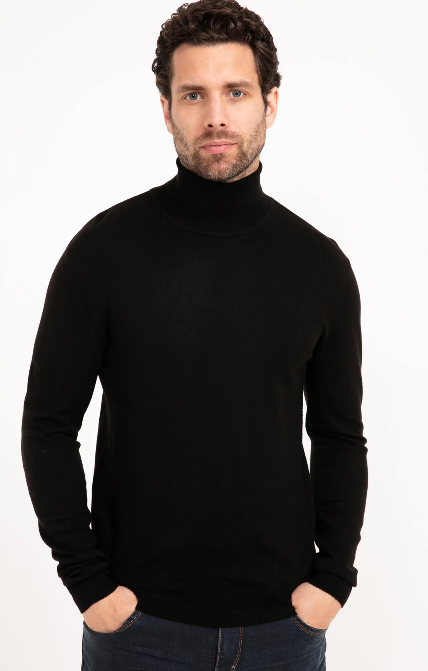 Pull col roulé uni -