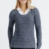 Pull 2-en-1 col chemise -