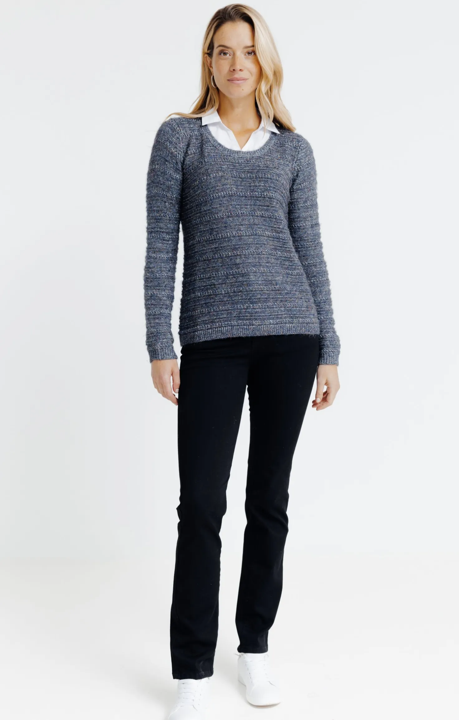 Pull 2-en-1 col chemise -