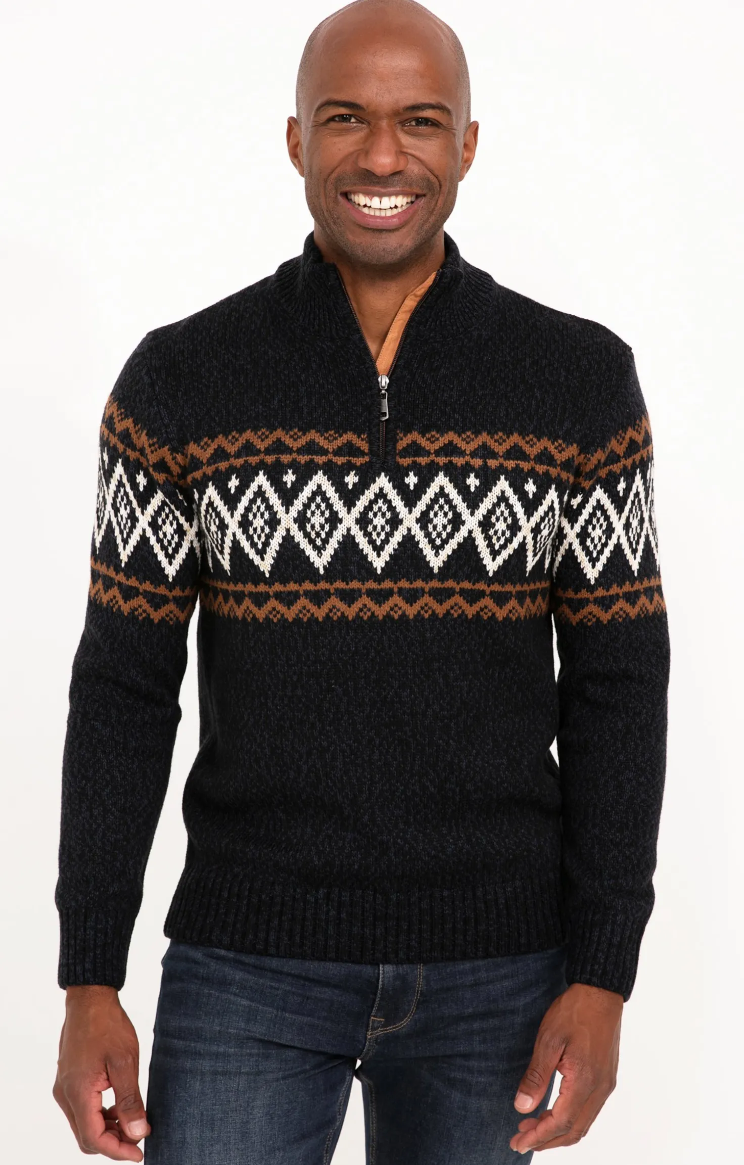 Pull jacquard col montant -
