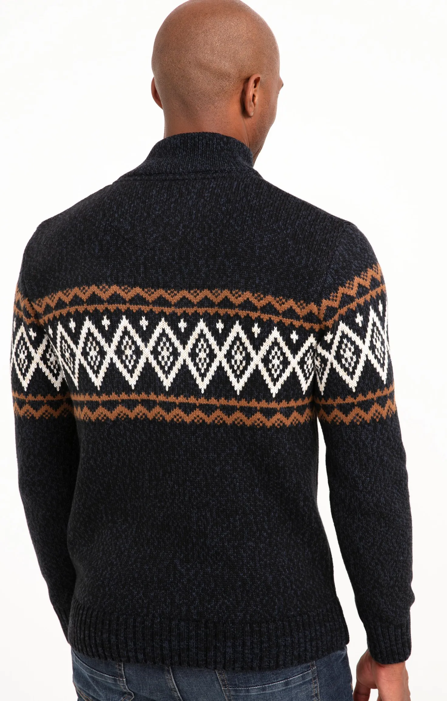 Pull jacquard col montant -
