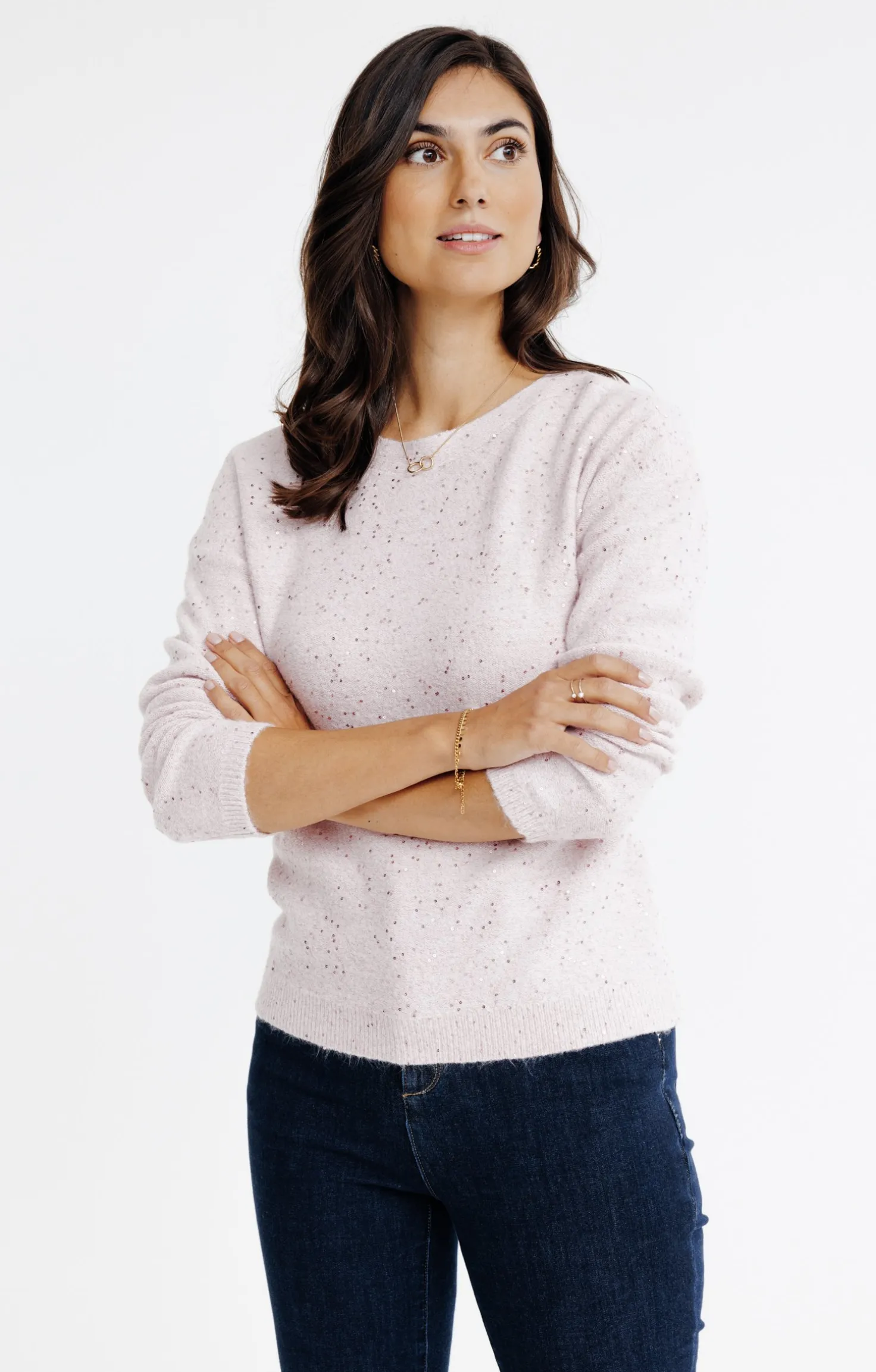 Pull uni paillettes -