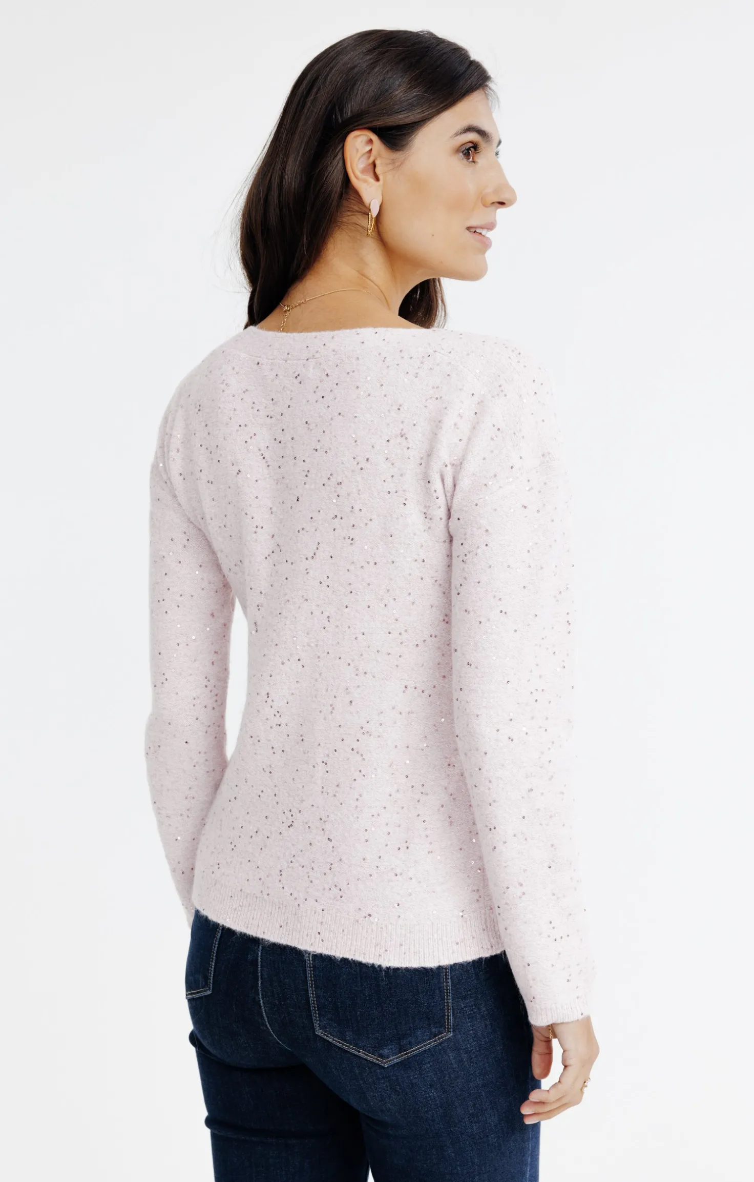 Pull uni paillettes -