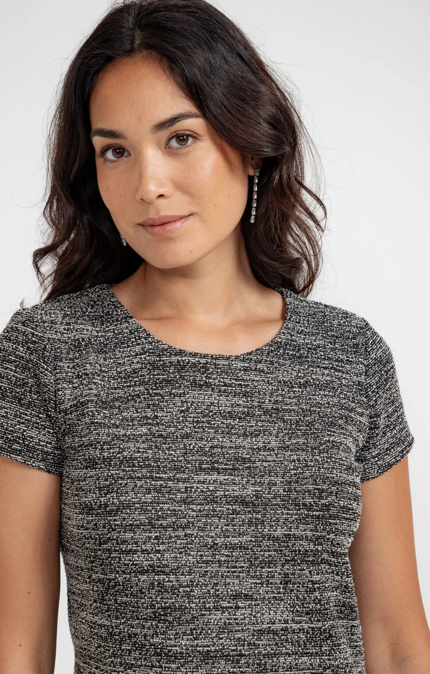 ROBE DROITE EN MAILLE TWEED -