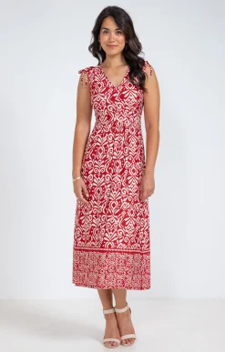 Robe en maille longue nouettes épaules -