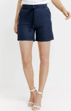 Short à revers avec ceinture à nouer -
