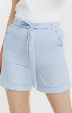 Short à revers avec ceinture à nouer -