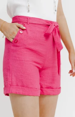 Short à revers avec ceinture à nouer -