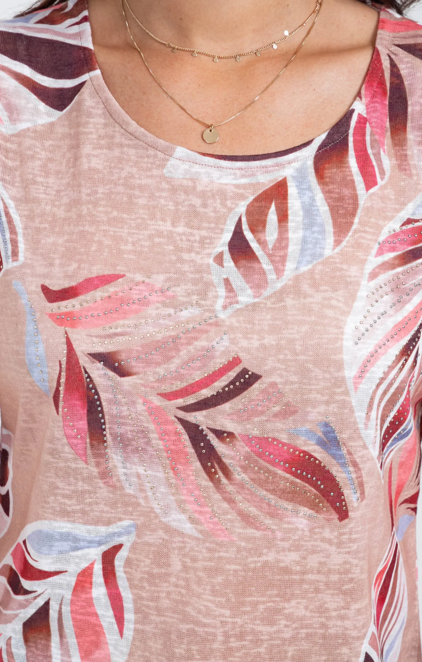 Tee-shirt col rond imprimé placé -