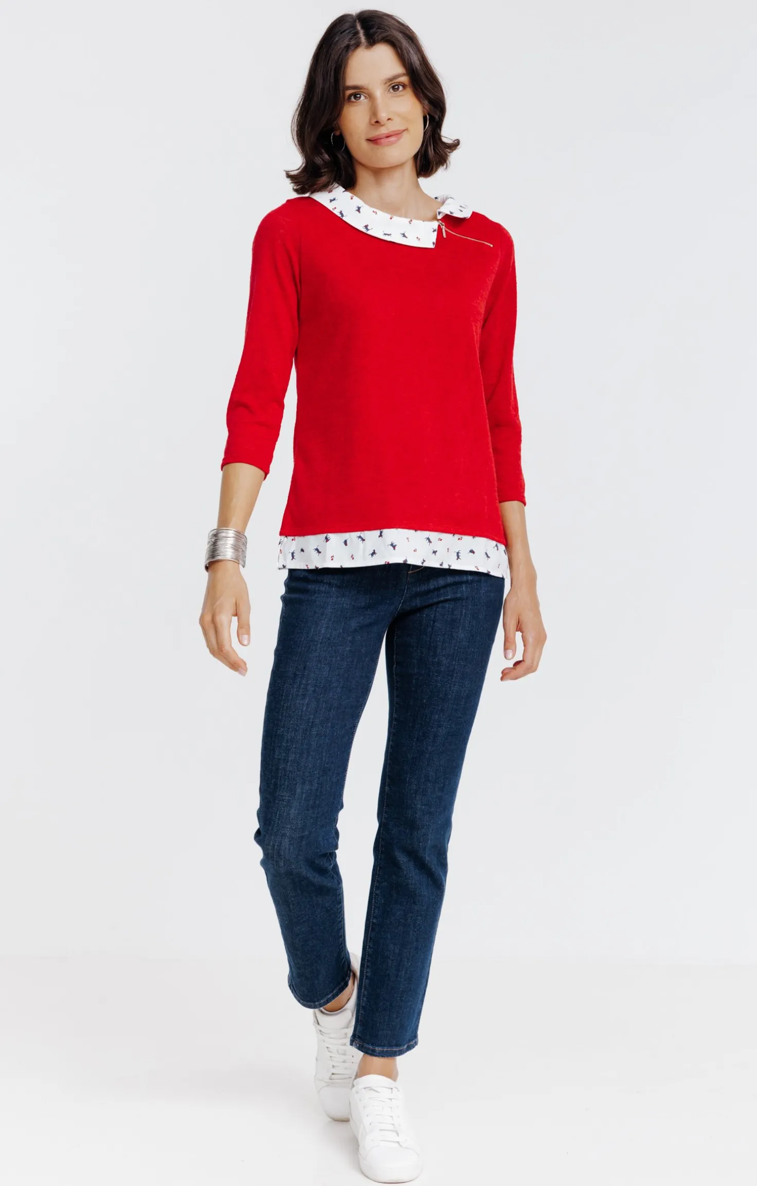 Tee-shirt 2-en-1 col chemise -