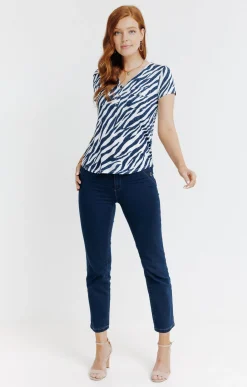 Tee-shirt imprimé col mao -