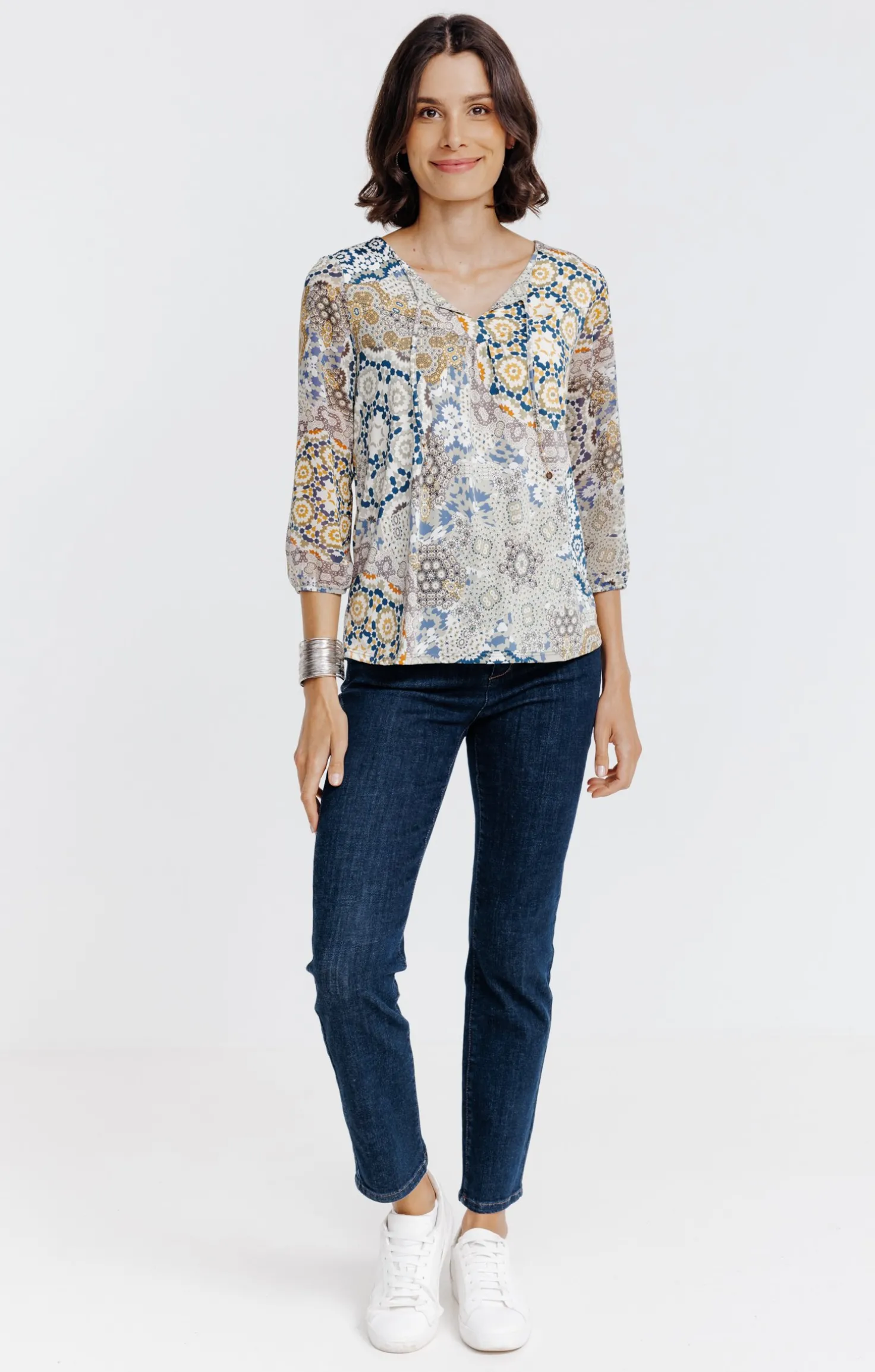 Tee-shirt imprimé col V -