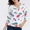 Tee-shirt imprimé floral col rond patte -