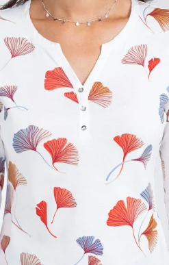 Tee-shirt imprimé floral col rond patte -