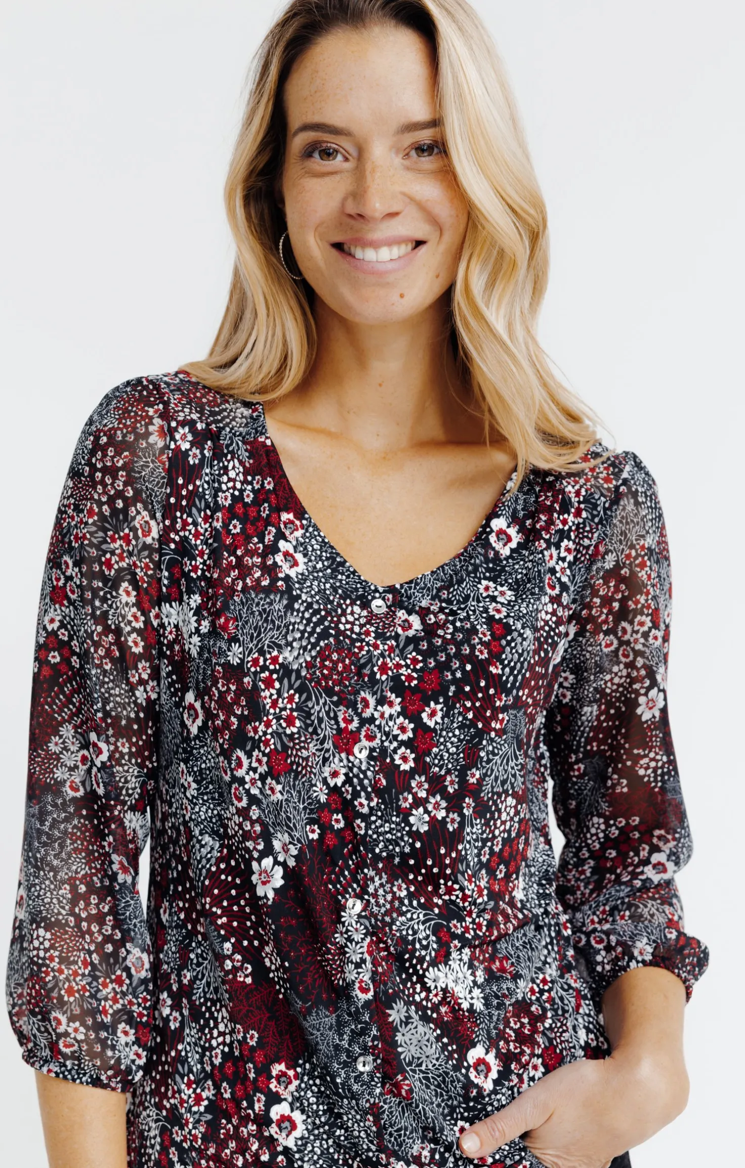 Tee-shirt imprimé manches 3/4 -