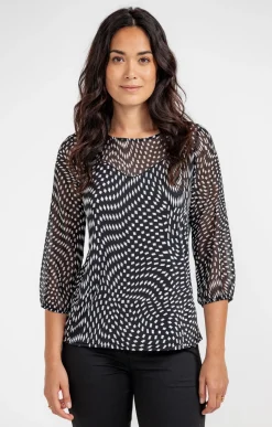 Tee-shirt imprimé mix matière -