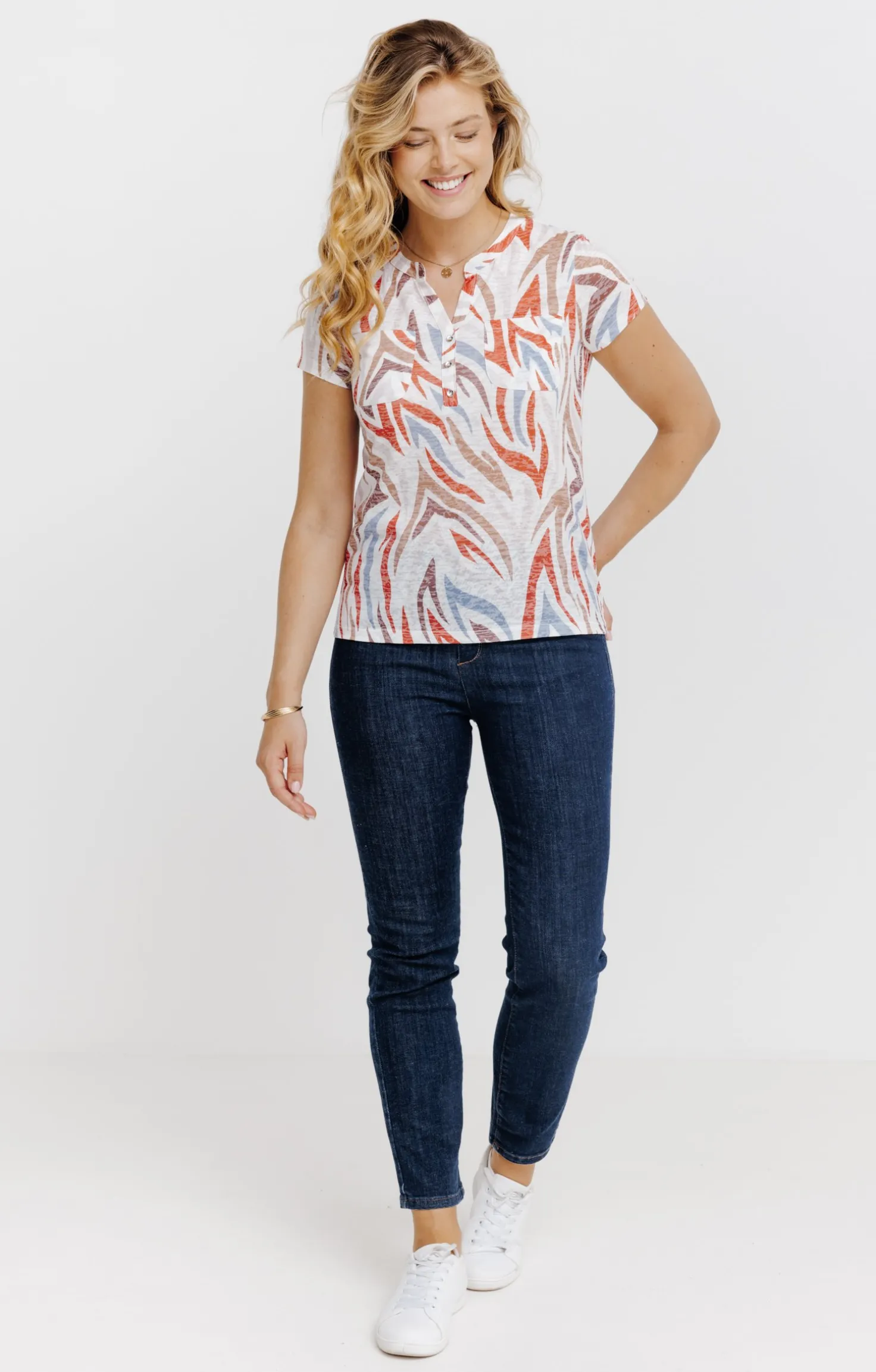Tee-shirt manches courtes col chemise -