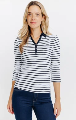 Tee-shirt rayures col chemise -