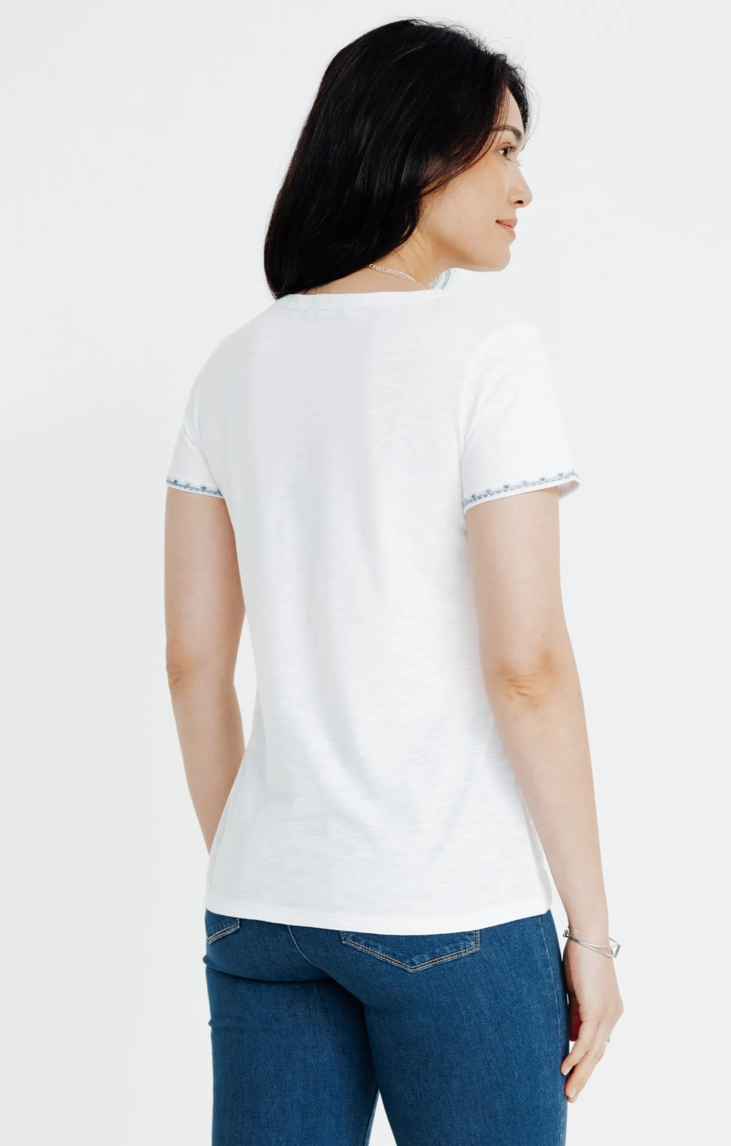 Tee-shirt été manches courtes broderie -