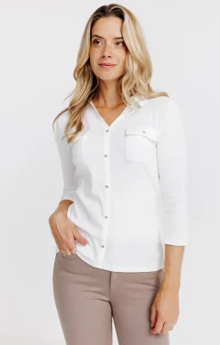 Tee-shirt uni col chemise -