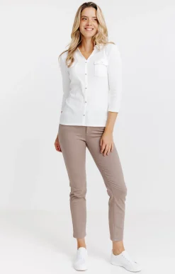 Tee-shirt uni col chemise -