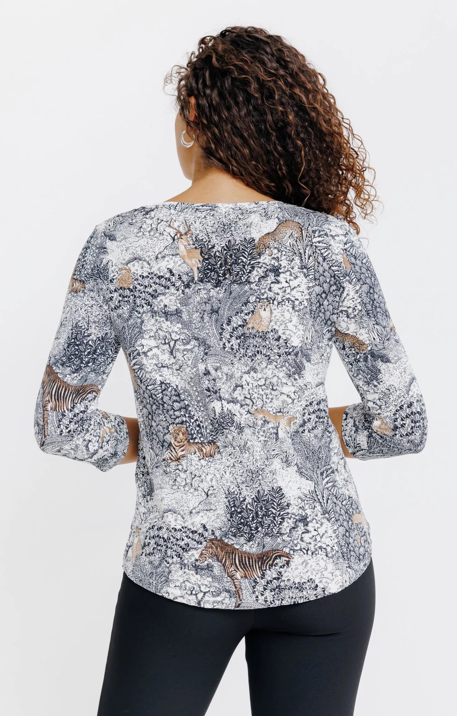 T-SHIRT COL MAO MANCHES 3/4 -