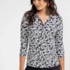 T-SHIRT COL POLO IMPRIME FLEURI -