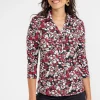 T-SHIRT COL POLO IMPRIME FEUILLAGE -
