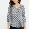 T-SHIRT COL V MANCHES 3/4 -